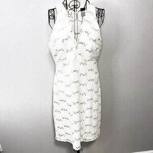 NW NIGHTWAY Sequined Dress Womens 14 Ivory Knee-Length Lined Cocktail Party Club